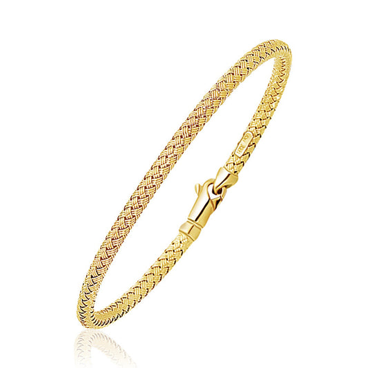 Fancy Weave Bangle in 14k Yellow Gold (3.00 mm)