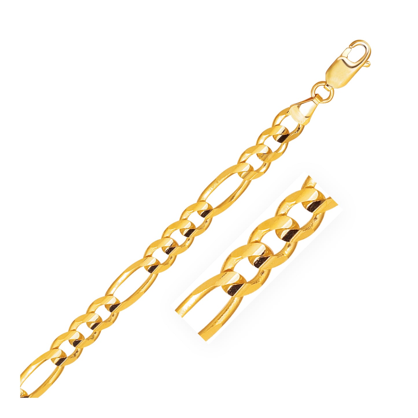 14k Yellow Gold Solid Figaro Bracelet (7.00 mm)