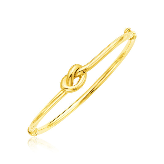 14k Yellow Gold Bangle Bracelet with Polished Knot (9.50 mm)