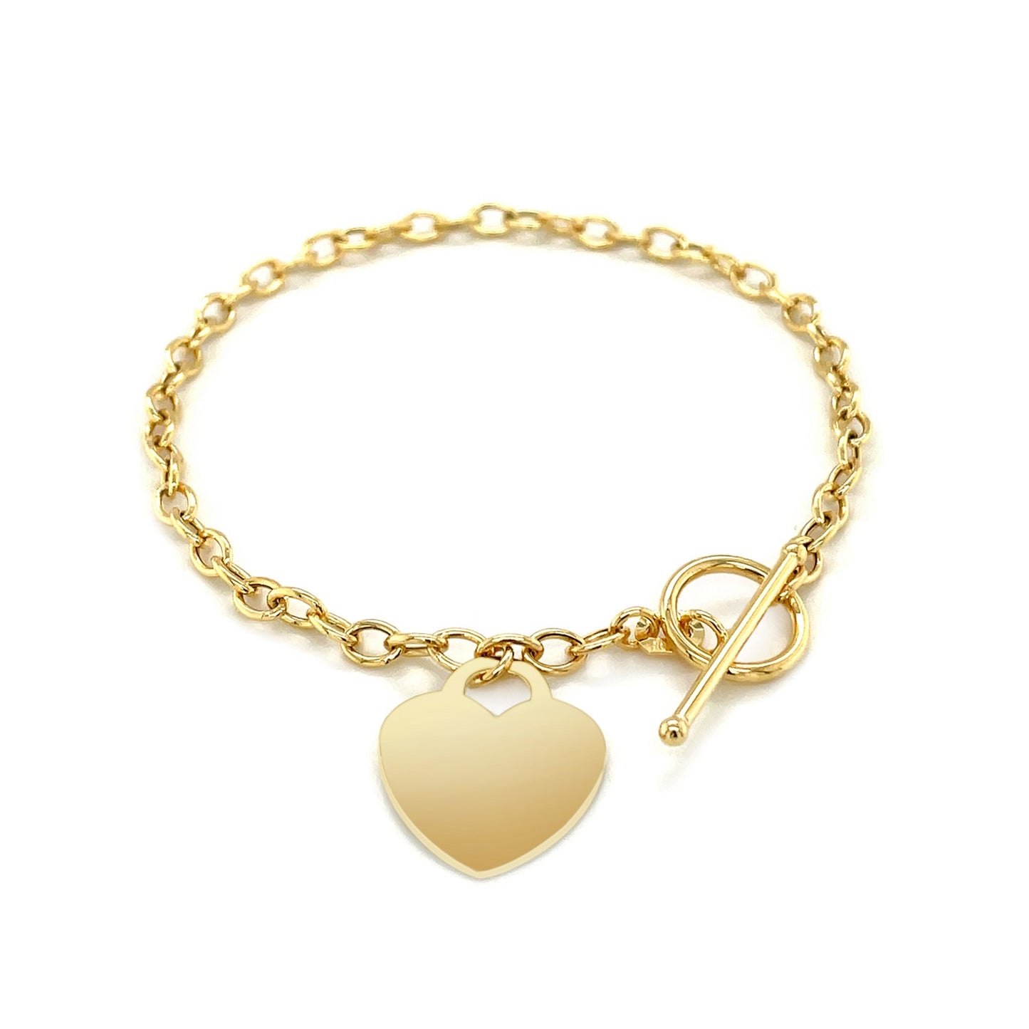 Toggle Bracelet with Heart Charm in 14k Yellow Gold (4.80 mm)