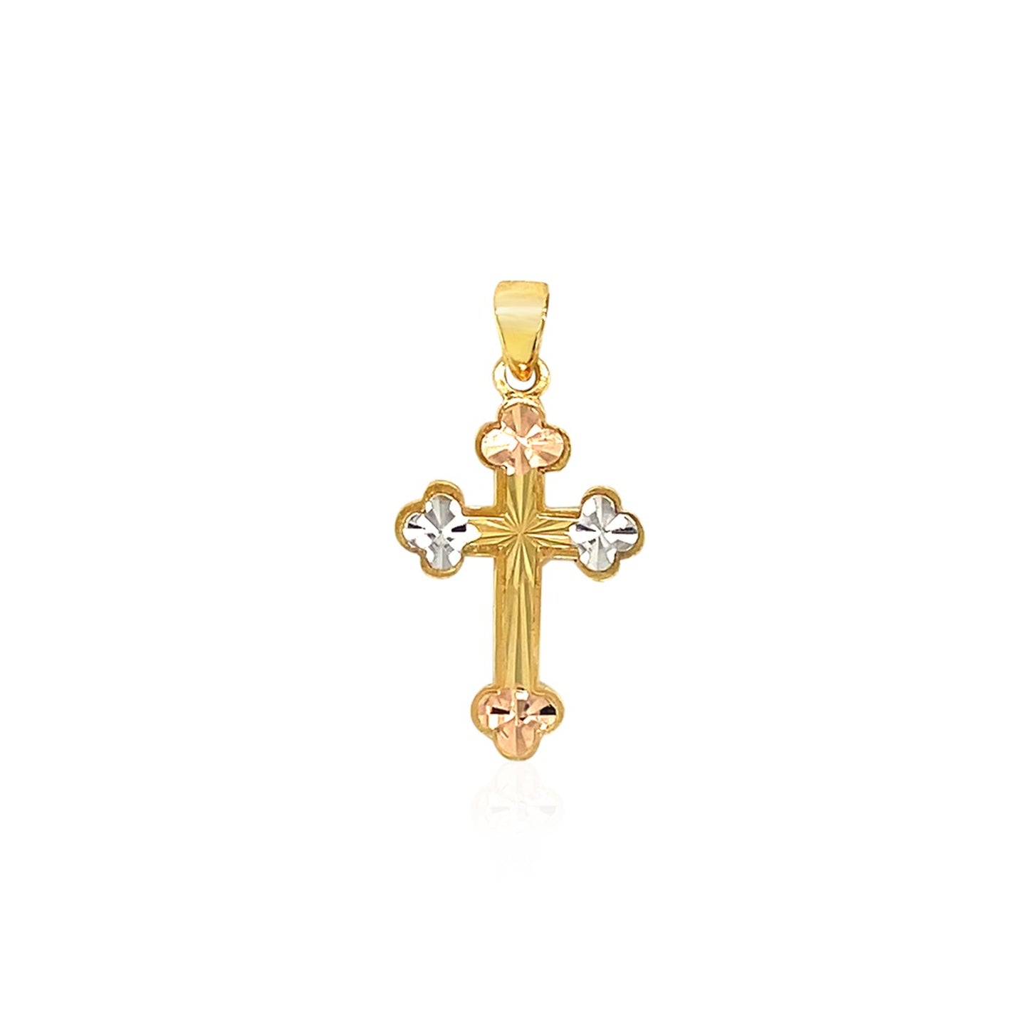 14k Tri Color Gold Cross Pendant