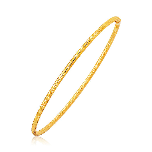 14k Yellow Gold Thin Textured Stackable Bangle (3.00 mm)