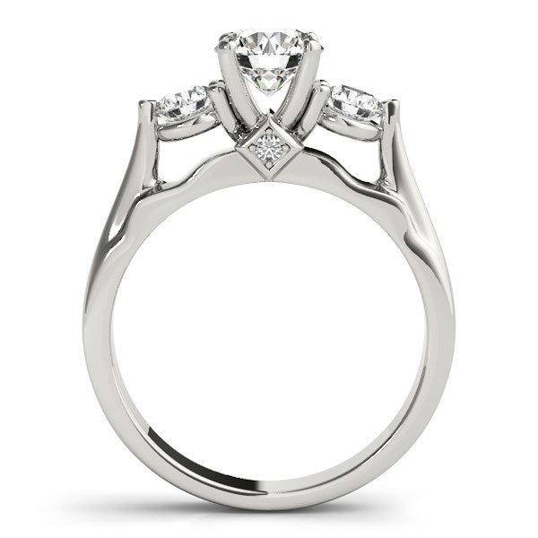 14k White Gold 3 Stone Prong Setting Diamond Engagement Ring (1 3/8 cttw)