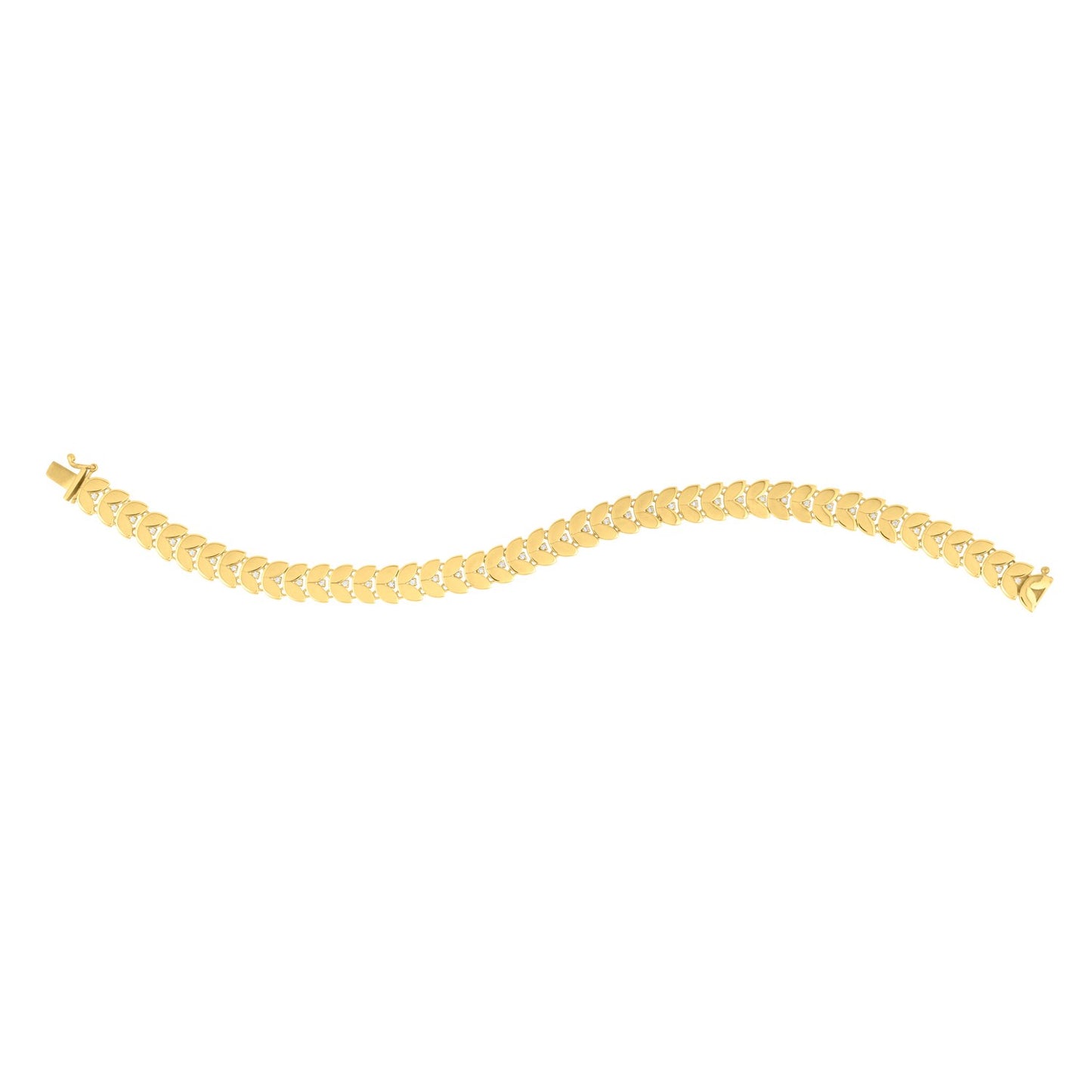 Gold Laurel Leaf Bracelet in 14K Yellow Gold (7.40 mm)