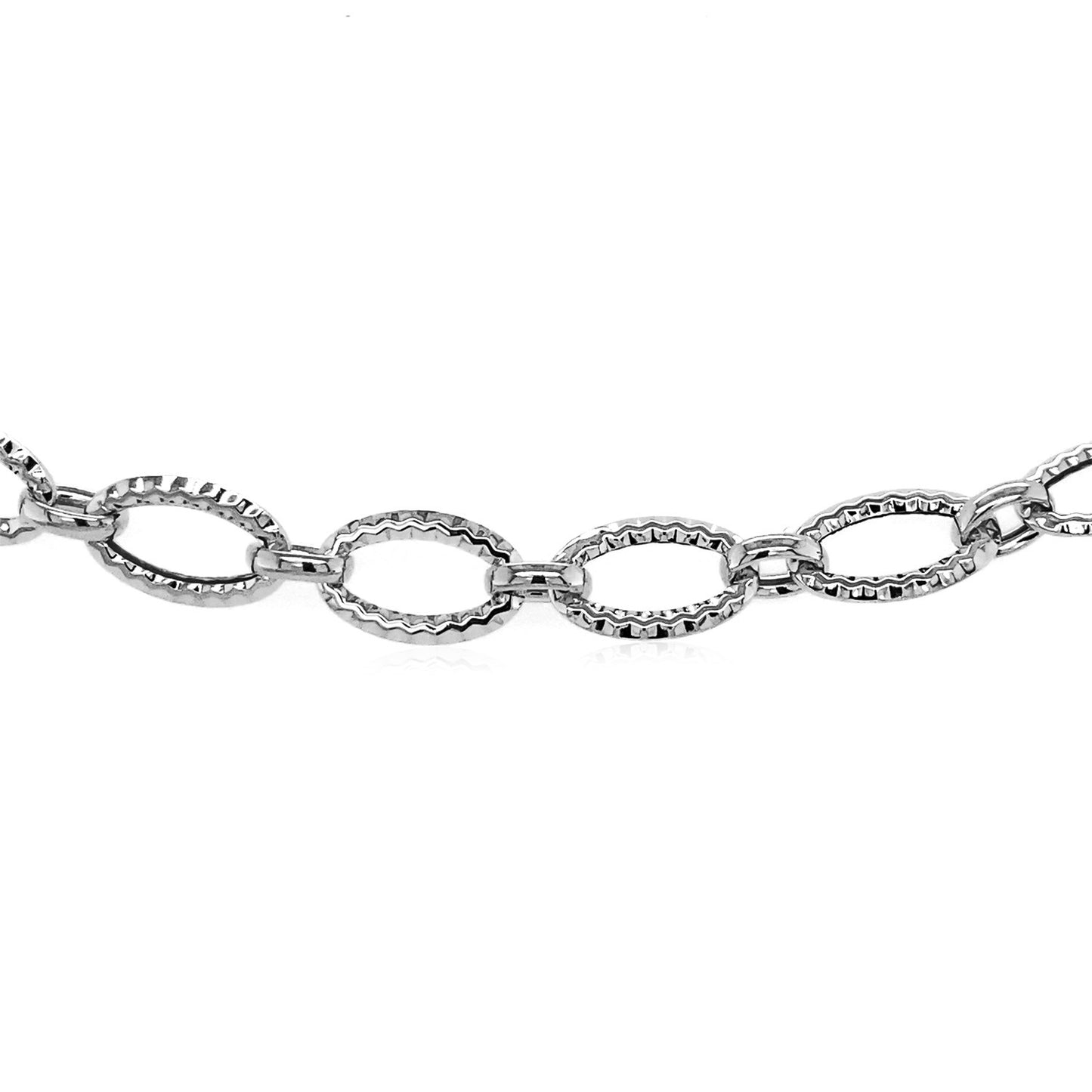 Textured Oval Link Bracelet in 14k White Gold (8.60 mm)