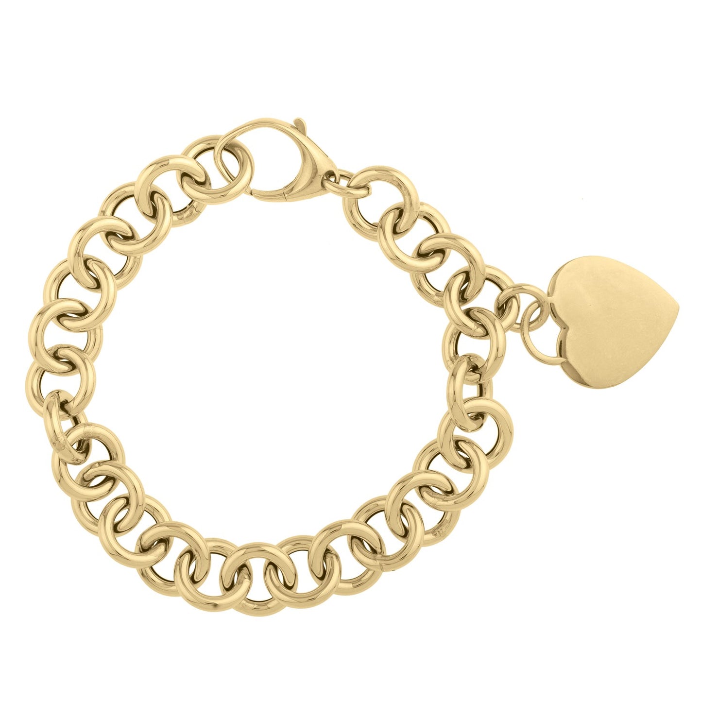 Heart Tag with Rolo Link Bracelet in 14K Yellow Gold (11.40 mm)