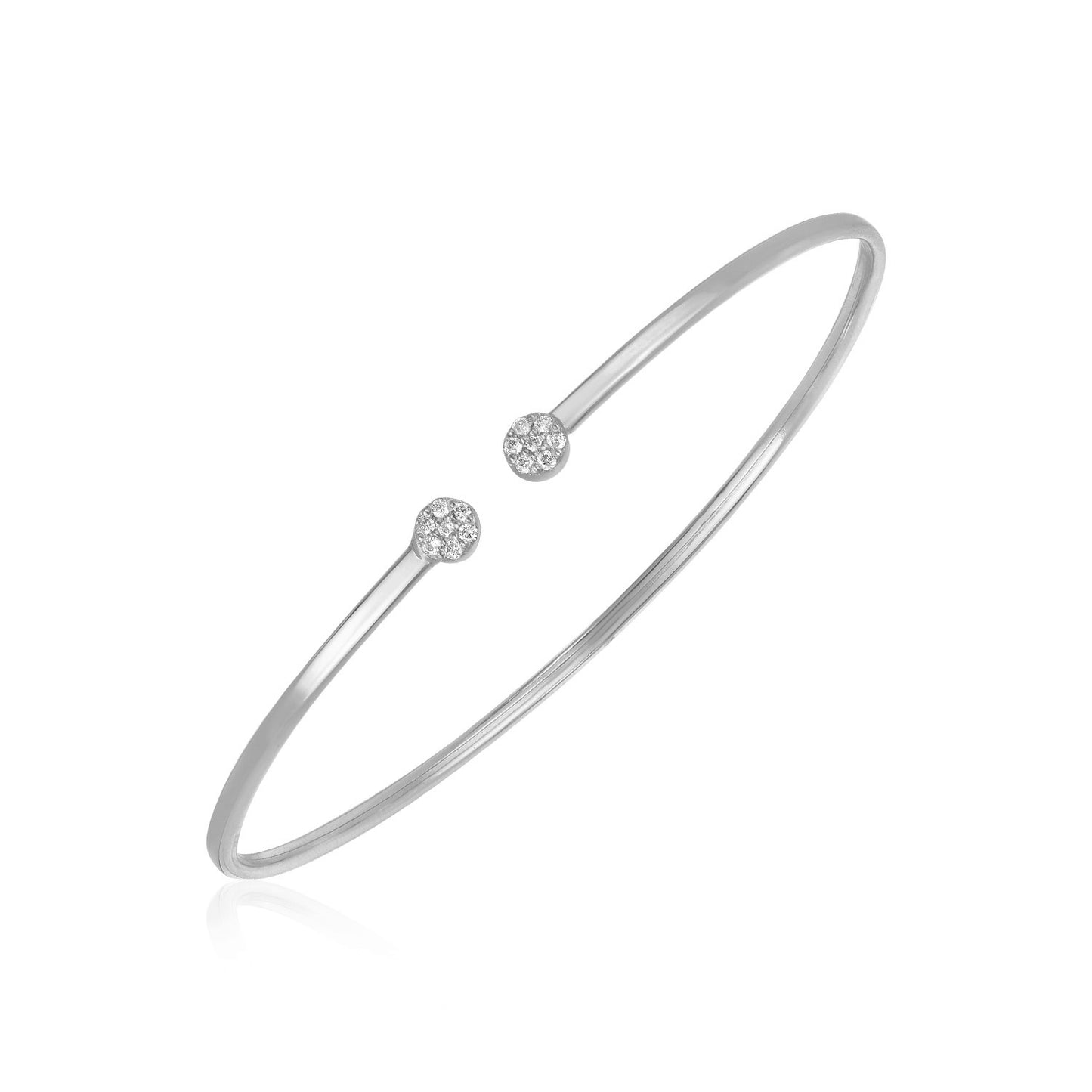 14k White Gold High Polish Diamond Cluster Bangle (2.00 mm)