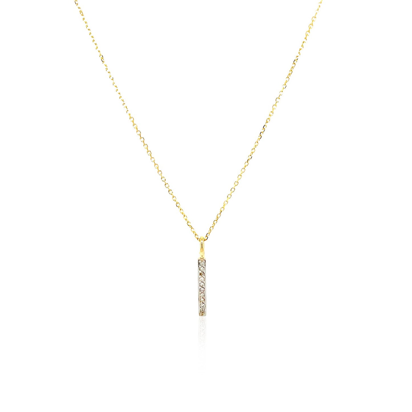 14k Yellow Gold Bar Pendant with Diamonds