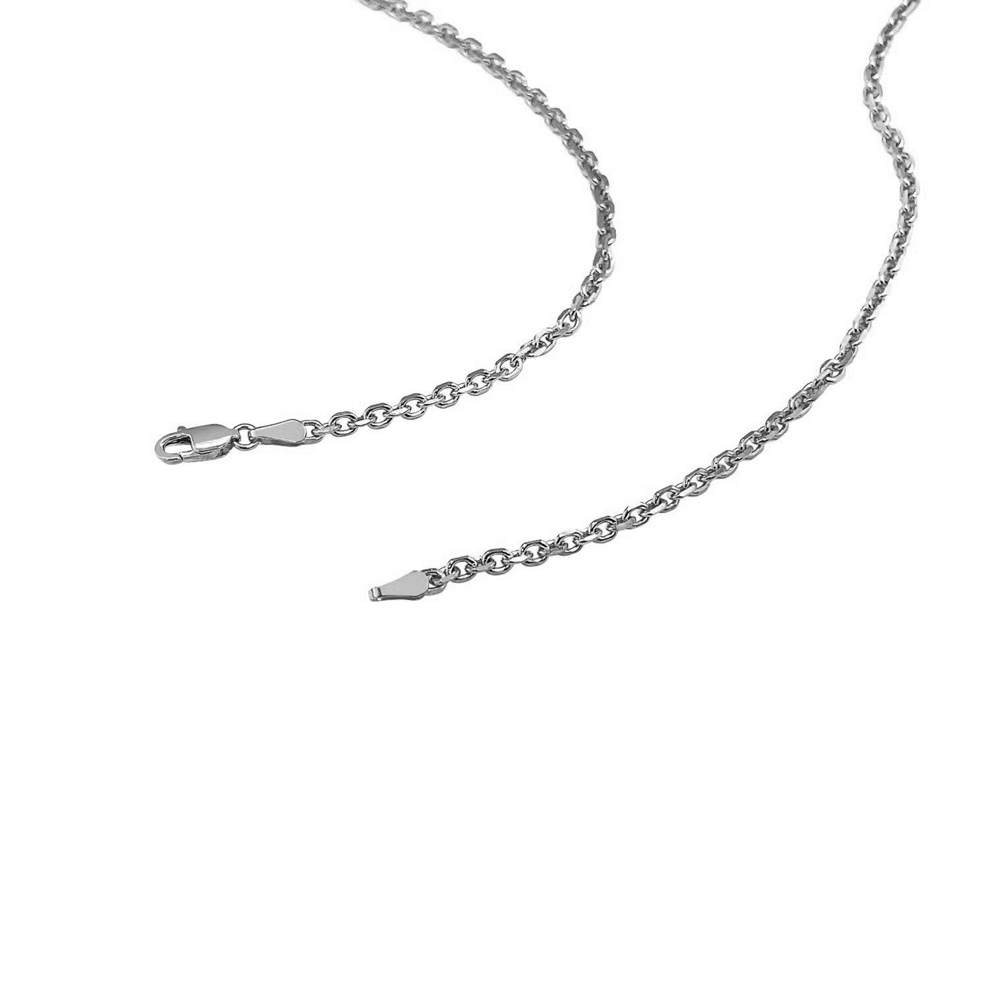 18k White Gold Diamond Cut Cable Link Chain (2.60 mm)