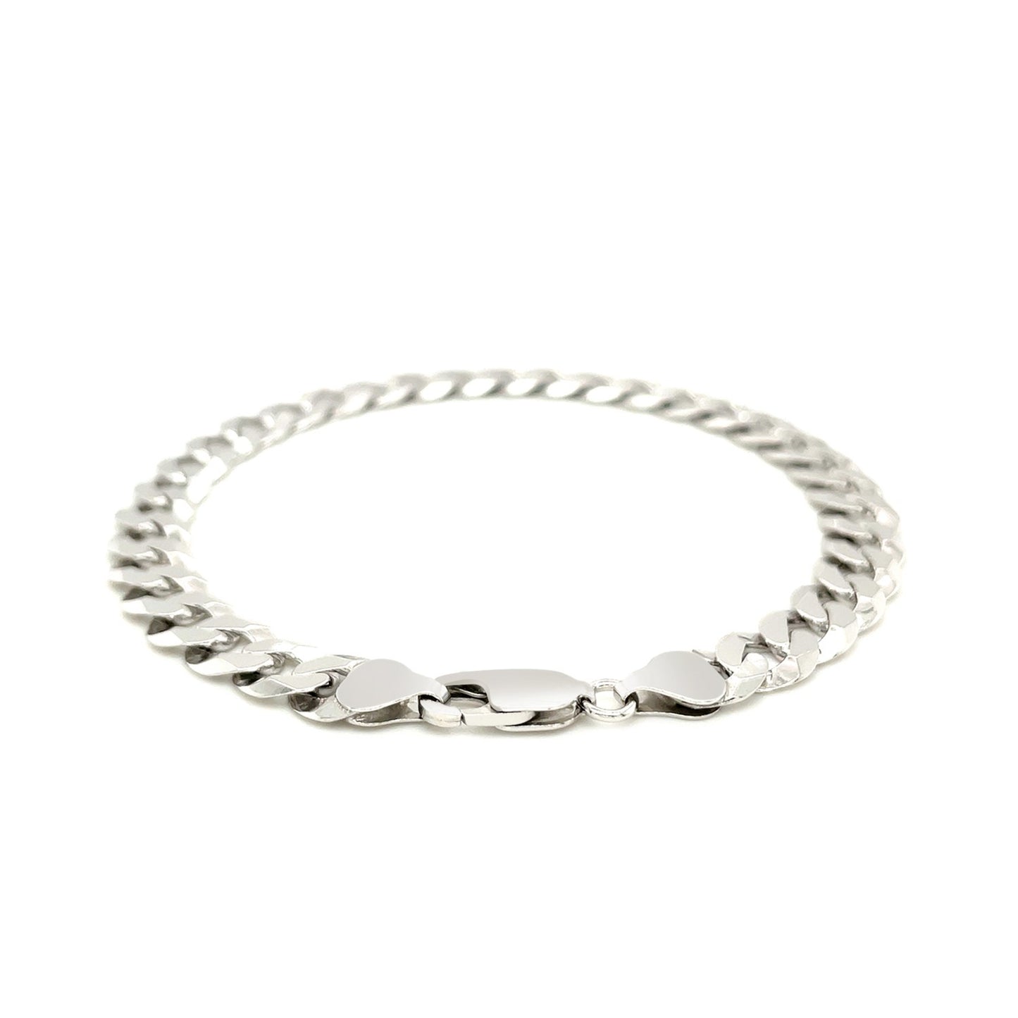 Rhodium Plated Sterling Silver Curb Style Bracelet (7.90 mm)