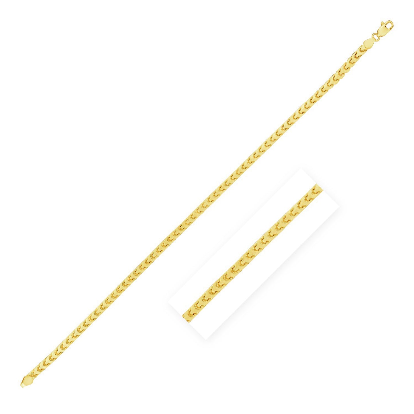 14k Yellow Gold Solid Diamond Cut Round Franco Bracelet (3.10 mm)