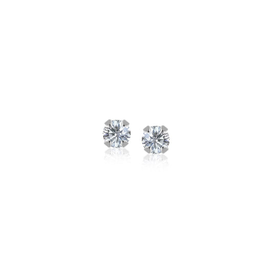 14k White Gold White Cubic Zirconia Stud Earrings(2mm)