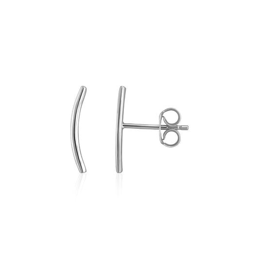 14k White Gold Curve Climber Post Earrings