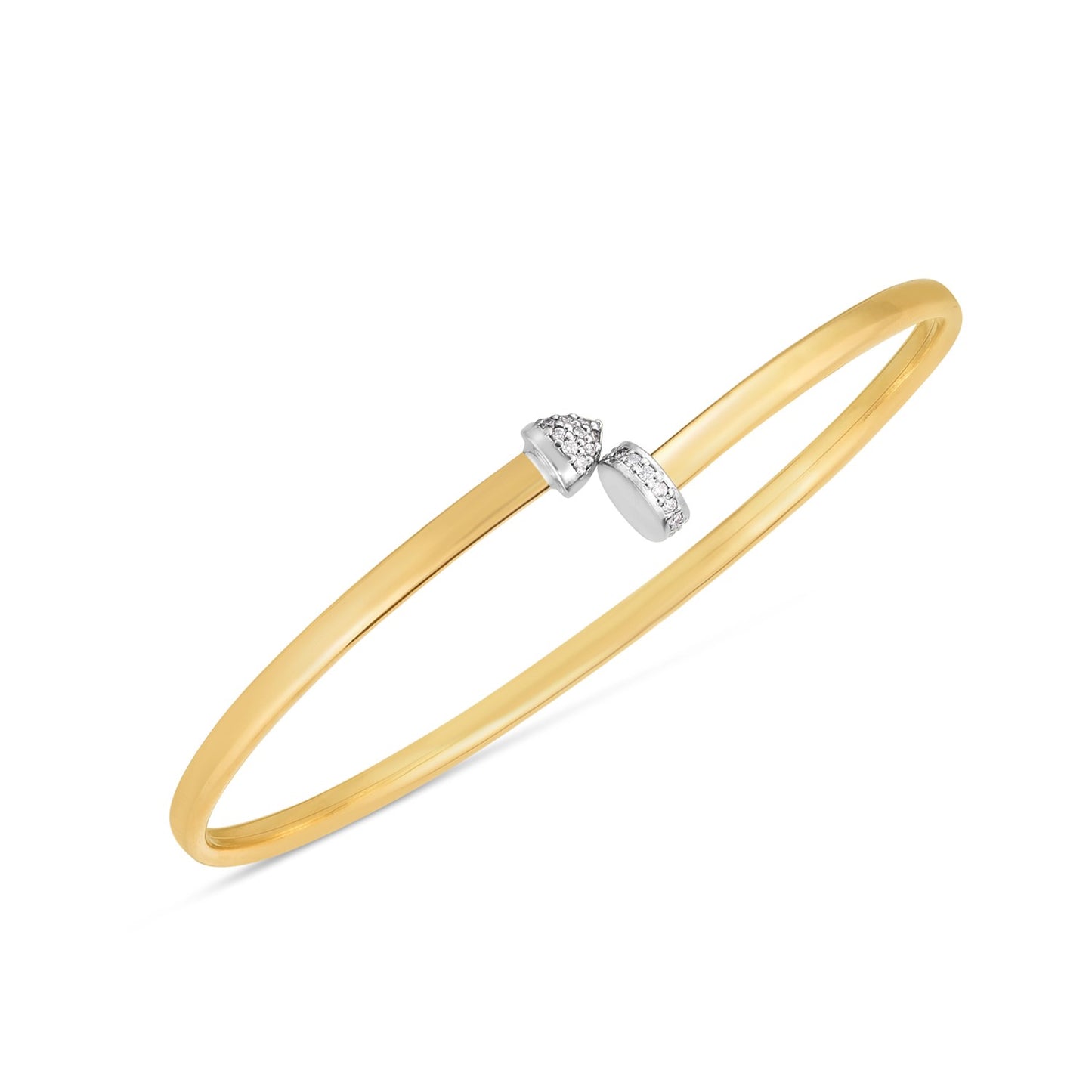 14k Two Tone Gold Diamond Hardware Bangle (3.00 mm)